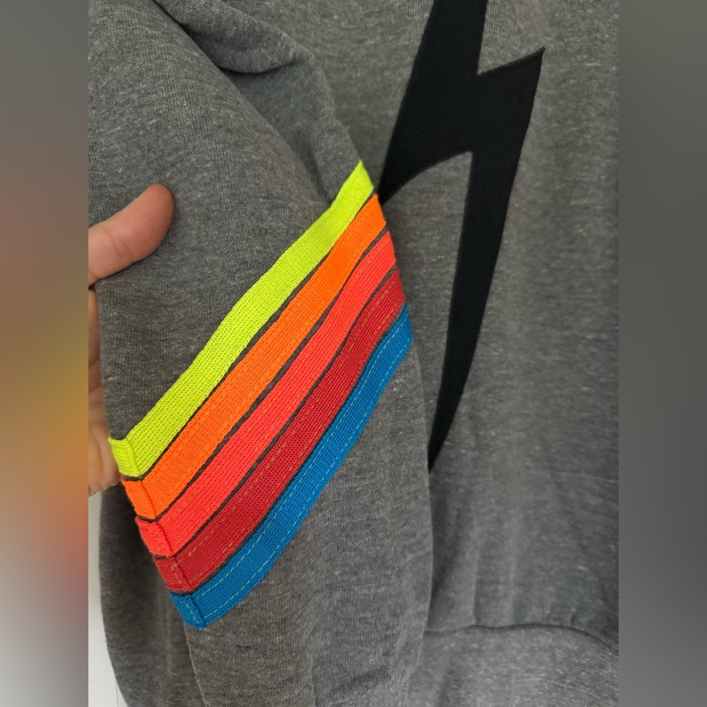 Aviator Nation Lightning Bolt & Rainbow Stripes Crewneck Sweatshirt - Medium - Picture 3 of 15